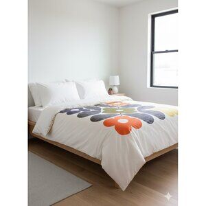 Orla Kiely House Placement Flower Tile Reversible Duvet Cover Retro Mod Bedding